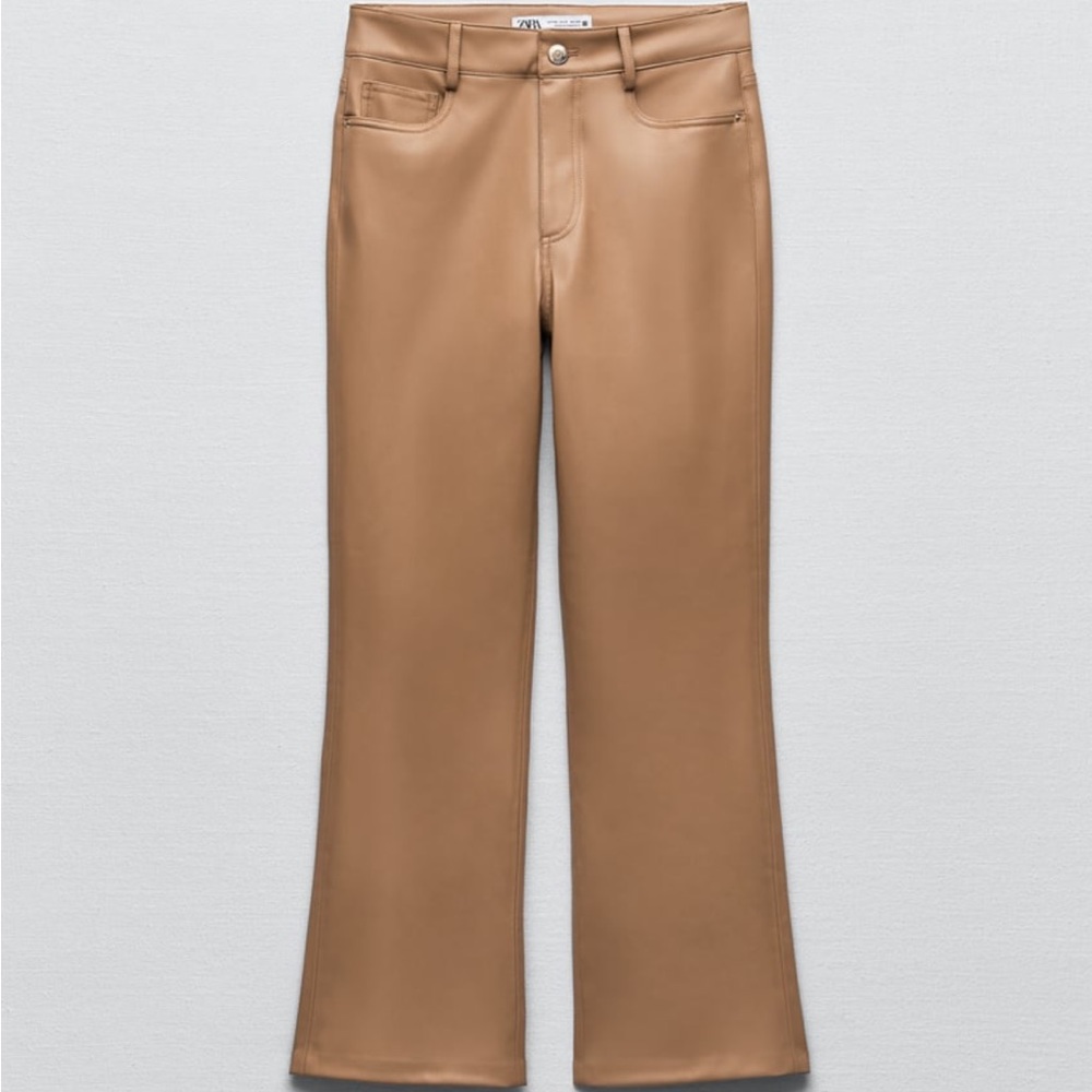 Zara Camel Leather Pants Size 28 ( US 6)